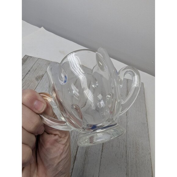 Vintage Indiana Clear Glass Teardrop Sugar Bowl Dish with Handles 3 1/2" Tall - Picture 5 of 6